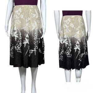 LINDA ALLARD ELLEN TRACEY Ombre 100% Silk Floral Pleated Lined Skirt Size 2